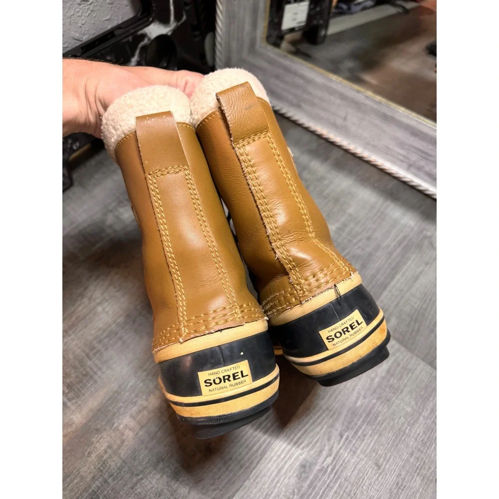 Sorel 1964 Pac Kids Tan Leather Waterproof Winter Snow Boots NY1443-259 Size 3Y